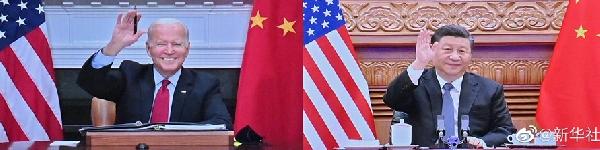 中國國家主席習近平同美國總統拜登舉行視頻會晤     新華社北京報導 / 台銘新聞網